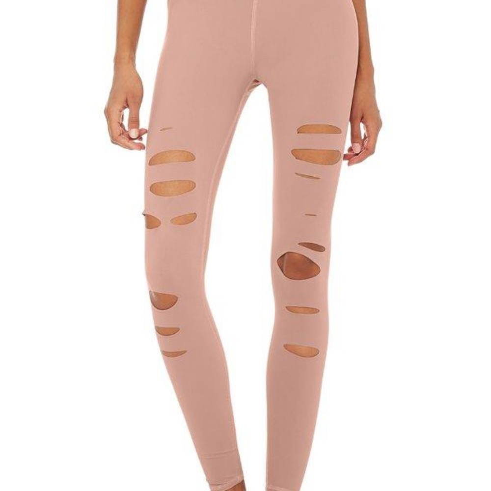 ALO YOGA // HIGH WAIST RIPPED WARRIOR LEGGING - SMOKEY QUARTZ - NWOT